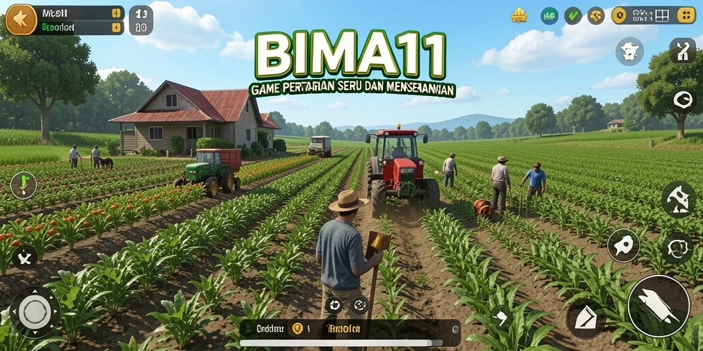 Tampilan gameplay seru dan interaktif dari BIMA11 di dunia pertanian.