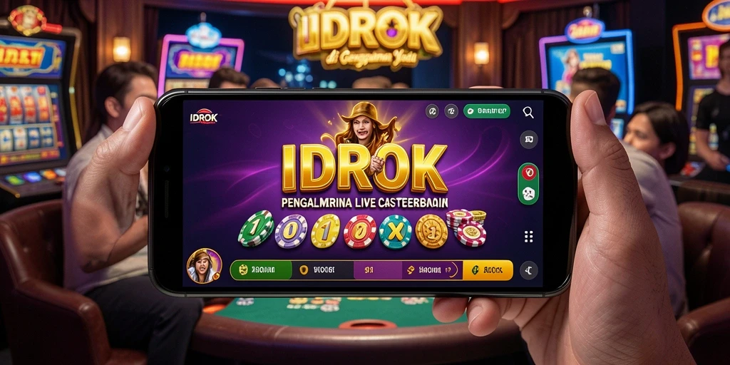 Screenshot gameplay IDROK yang menunjukkan suasana Live Casino yang seru.