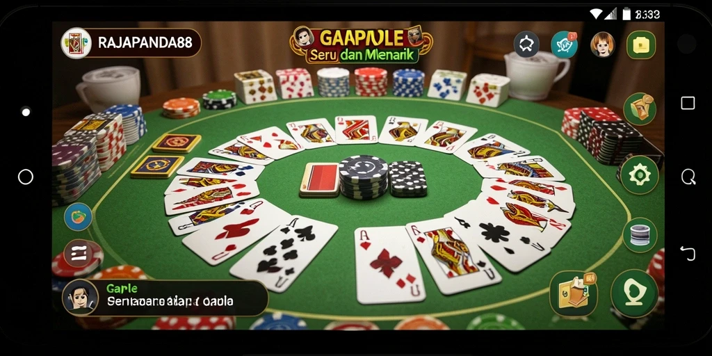 Tampilan gameplay seru dalam RAJAPANDA88 yang menggambarkan permainan Gaple.