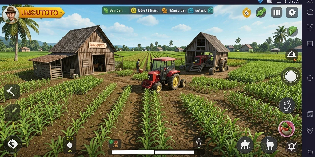 Tampilan menarik dari gameplay UNGUTOTO yang menggambarkan kegiatan pertanian.